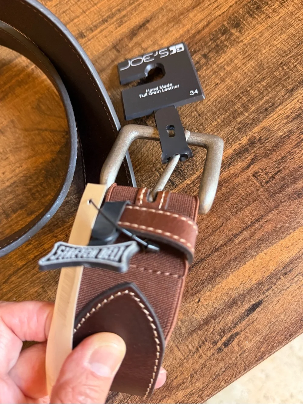 Men’s Belt Joes Jeans Size 34 Brown Leather Cognac NWT Stretch